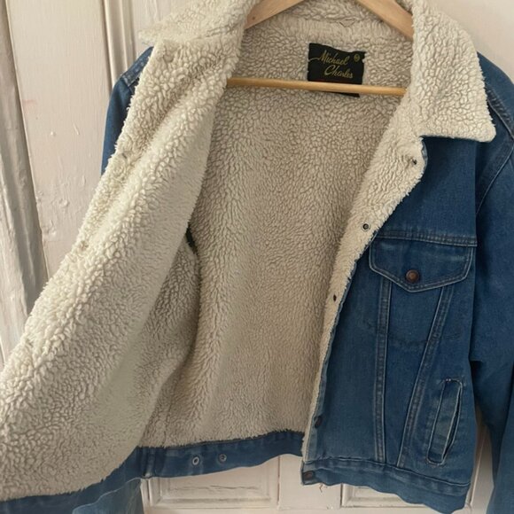 Vintage Michael Charles for Cooper Denim Sherpa Lined Trucker Jacket Mens 48 - Picture 2 of 7